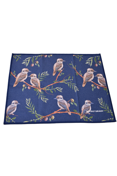 Cleaning Cloth with bird design on a blue background