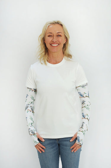 Cycling Protection Sleeves - Kookaburra White - Wildlyready