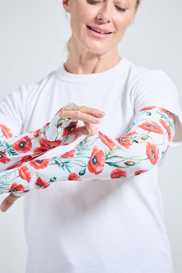Cycling Protection Sleeves - Poppy White - Wildlyready