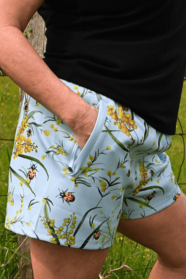 Everyday Outdoor Footy Shorts With Zip Pockets - Wattle Light Blue - Wildlyready