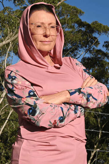 Everyday Outdoor UV Hoodie - Blue Wren Dusty Pink - Wildlyready
