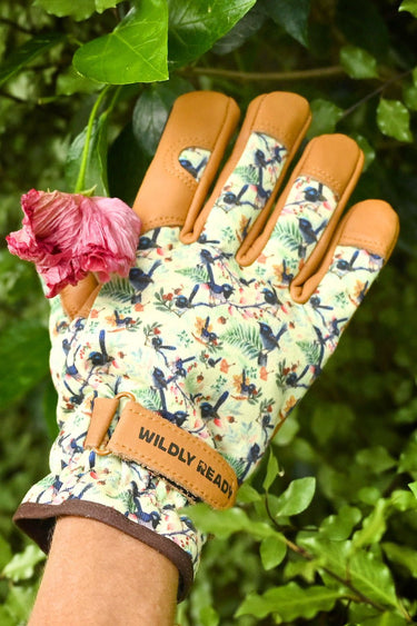 Gardening Gloves - Blue Wren Cream - Wildlyready