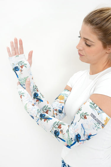 Gardening Protection Sleeves - Blue Wren White - Wildlyready