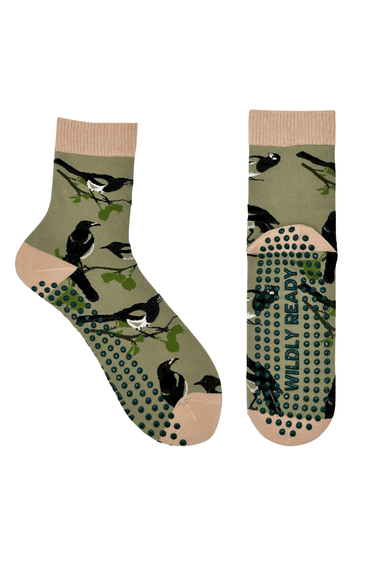 Grip Socks - Willie Wagtail Sage - Wildlyready