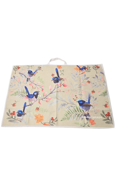 Premium Waffle Golf Towel - Blue Wren Cream - Wildlyready