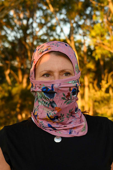 Sun Balaclava UPF 50+ - Blue Wren Dusty Pink - Wildlyready