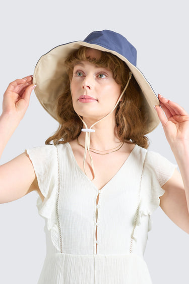 The Mariner Ultra Wide Brim Hat UPF50+ Navy Blue Cream - Wildlyready