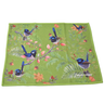 Green Cleaning Cloth with colorful bird designs on a white background