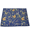 Navy blue Cleaning Cloth with yellow floral pattern on a white background