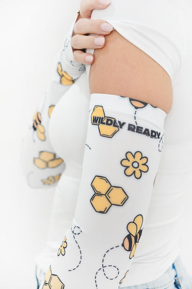 Cycling Protection Sleeves - Bee White - Wildlyready