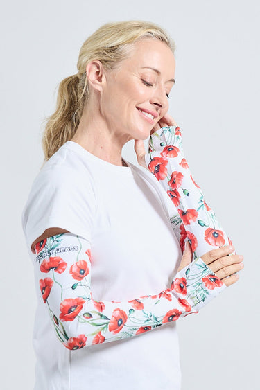 Cycling Protection Sleeves - Poppy White - Wildlyready