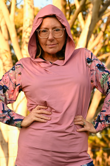 Everyday Outdoor UV Hoodie - Blue Wren Dusty Pink - Wildlyready