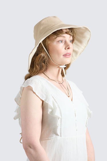 The Seabreeze Wide Brim Linen - Cotton Hat UPF50+ - Beige - Wildlyready