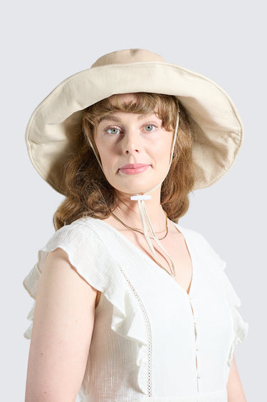 The Seabreeze Wide Brim Linen - Cotton Hat UPF50+ - Beige - Wildlyready