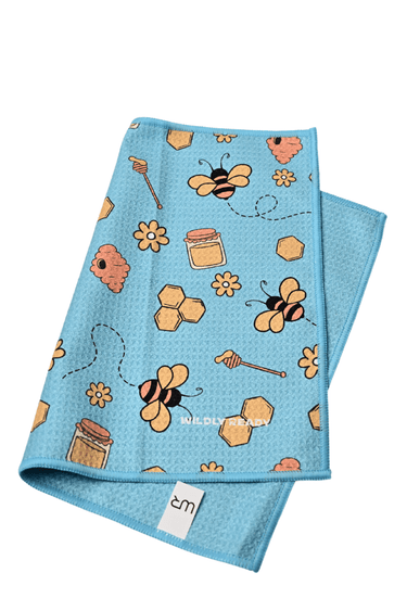Wildly Ready Waffle Cleaning Cloth - Bees Blue - Wildlyready