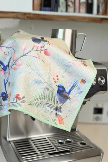 Wildly Ready Waffle Cleaning Cloth - Blue Wren Cream - Wildlyready